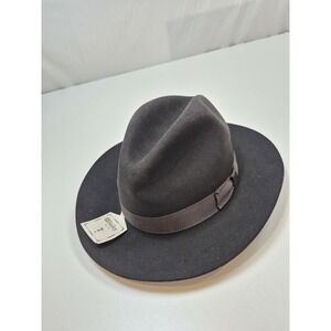 Bailey Hat Fedora Fitted Mens 7 Black Beaver Fur Felt Lined Wide Brim Deedy USA